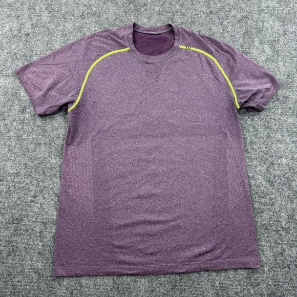 Lululemon Shirt Large Purple Heathered Metal Vent Tech Short Sleeve Gym Men's - Picture 2 of 8